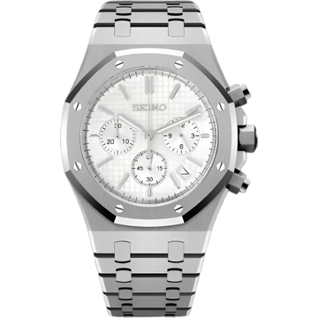 Seiko Mod Royal Oak Cronógrafo blanco