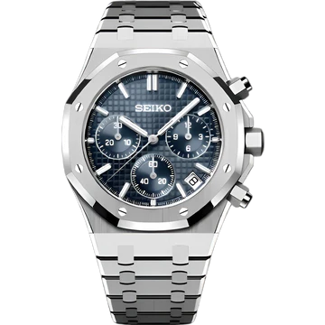 Seiko Mod Royal Oak Cronógrafo Azul Marino