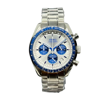Seiko Mod Speedmaster Azul y plateado