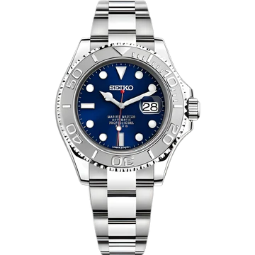 Seiko Mod Yacht-Master Plata y azul marino